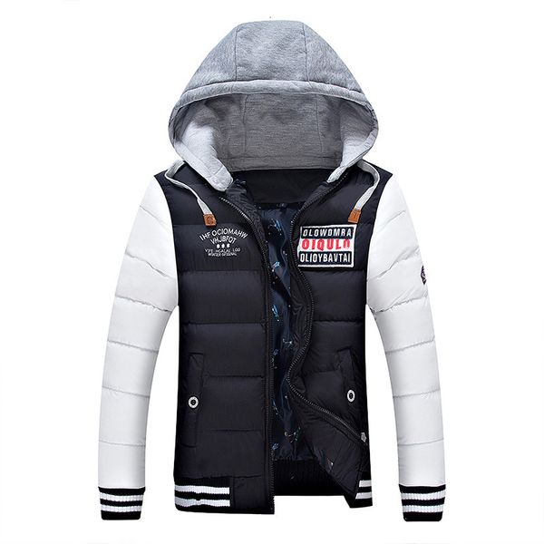 

2021 new autumn cotton padded men hooded bubble jacket sports wear fall slim fit coat fashion clothes pf2s, Black
