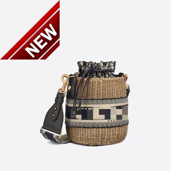 

di d new straw bucket summer beach rattan woven women's messenger bag