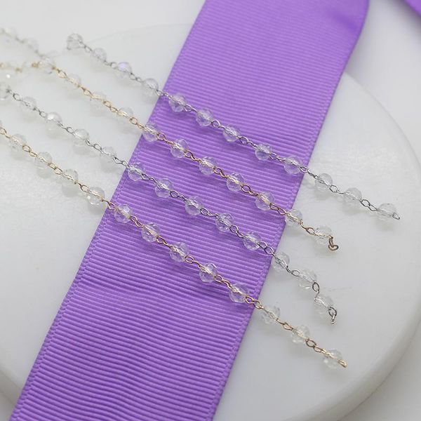 

новый 4 мм стеклянный бусин ожерелье из бусины 1 м ручной работы цепные украшения сварочные сварочные тяги постоянно браслет декор цепочки ю, Black