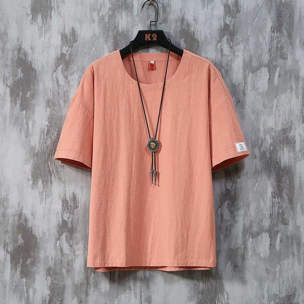 

linen men's 2020 new chinese style trend tide brand cotton hemp short t-shirt summer loose half sleeve clothes, White;black