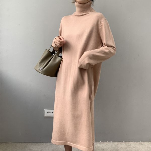 

2021 new autumn turtleneck long sleeve women loose pullovers knitted casual sweater tricot pull femme ogyr, White