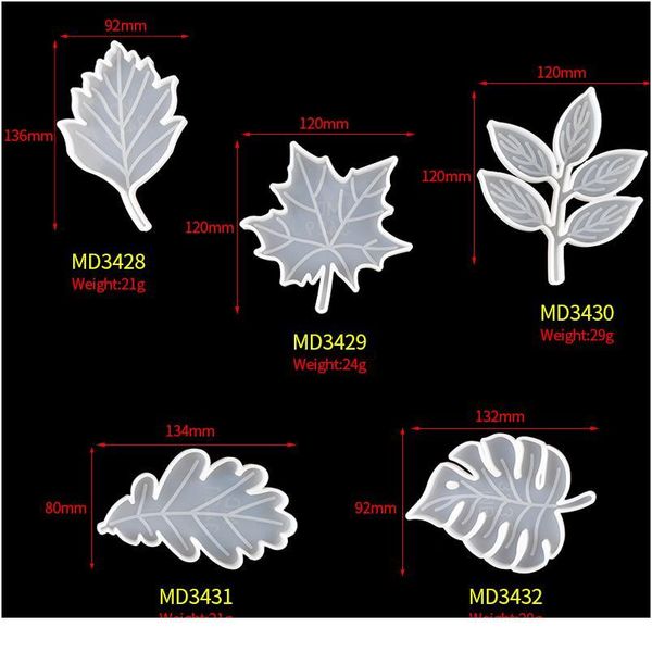 

maple leaf branch leaf shape sile crystal epoxy resin mold irregular wave coaster mat casting mou bbyrcv, Black