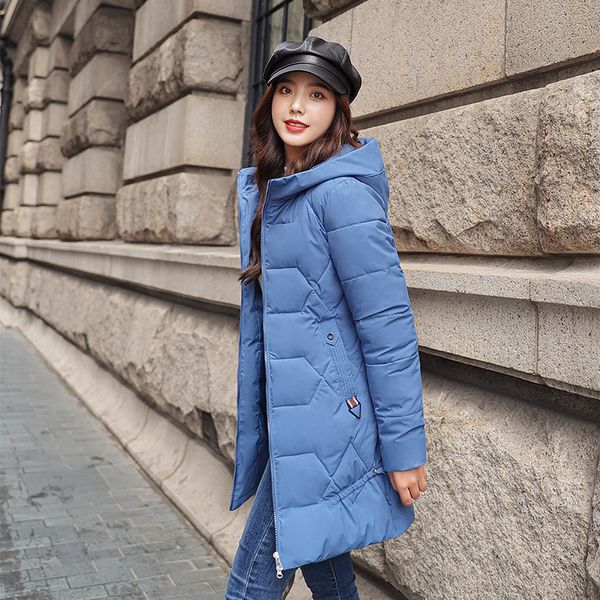 

2021 new winter of fashionable women korean mid-length women's down heavy padded thin jacket xp6v, Black