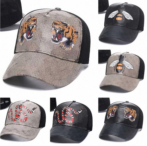 2021 Дизайнерские мужские бейсбольные шапки Женщины подготавшие шляпы бренд тигр головные шляпы пчела змея вышитая костяные мужчины, женщины, каскат, солнце, шляпа, спортивные сетчатые шарики Gorras