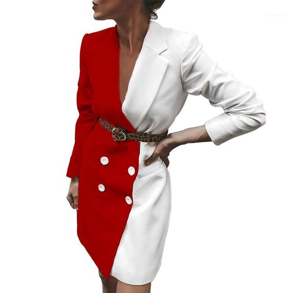 

women spring autumn fashion patchwork double breasted long coat ladies casual business outerwear1, Tan;black