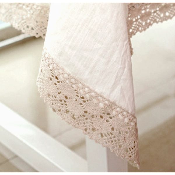 

solid color rectangular table cloth table cover with lace edge dustproof for wedding event party l decoration l textile f bbytfy