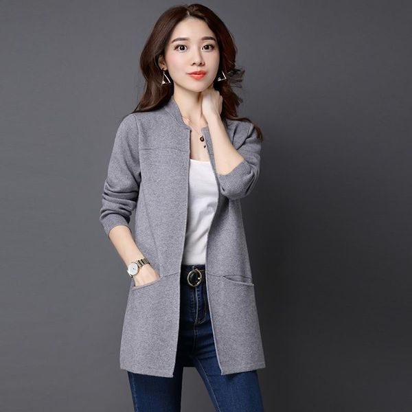 

women's knits & tees 2021 autumn winter cardigan sweater knitted loose jacket girls korean chic casual female cashmere coat, White