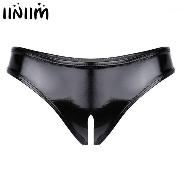 

iiniim new panties women leather low-rise solid lingerie smooth fabric fashion erotic mini briefs female underwear1, Black;pink