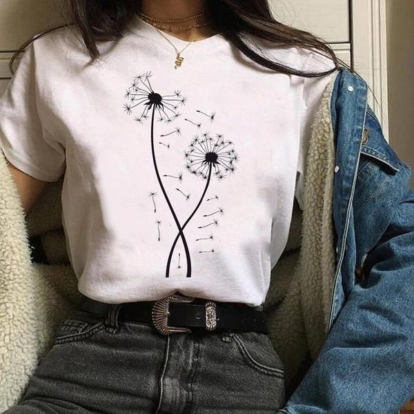 

women print clothing graphic dandelion vacay mode beach travel ladies clothes lady tees female t shirt womens t-shirt, White