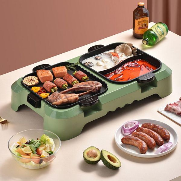 

220v multifunction electric grill smokeless barbecue baking plates pot steak korean bbq non-stick grilled meat machine oven