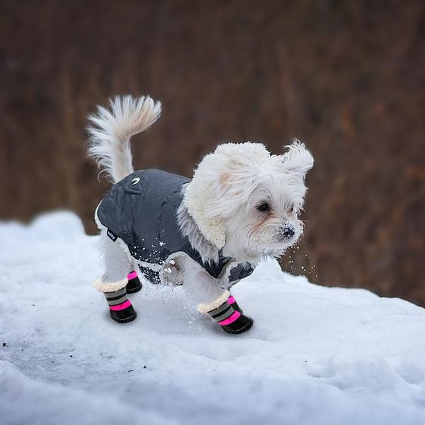

winter warm dog shoes non-slip cotton reflective pet shoes for small medium dogs chihuahua snow thick d bbybkj