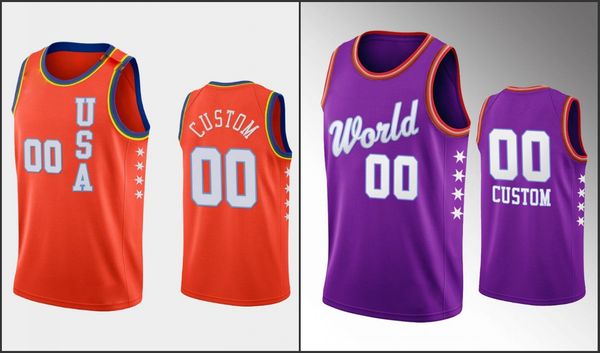 

men's custom 2020 rising star nba world team purple jersey game team usa, Black