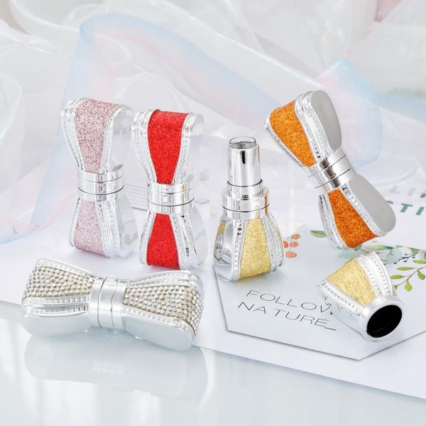 

new wholesale 12.1mm diamond bowknot lipstick tube high grade lip tubes cosmetic refillable bottles magnetic snap tubes
