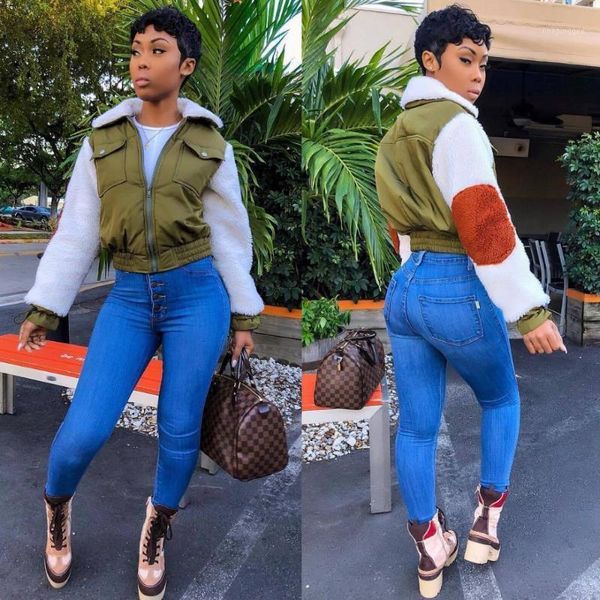 

women's jackets 2021 full sleeve elegant cashmere winter baseball uniform white outerwear coats women fashion coat b91491, Black;brown