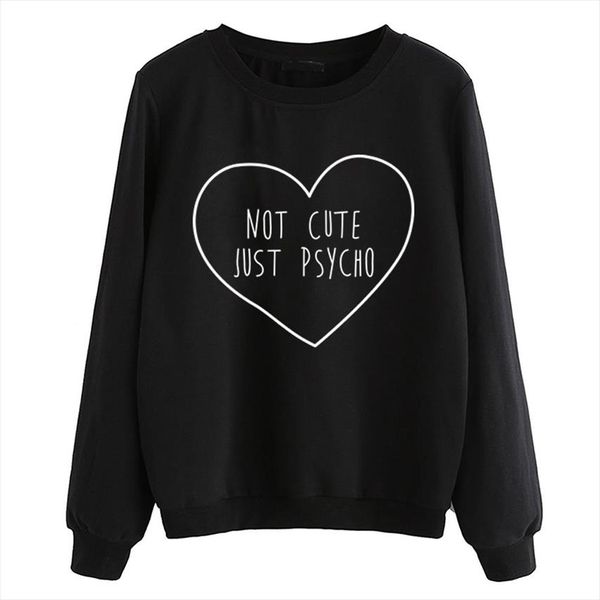 

женщины черной белого флиса фуфайка не ​​милая just psycho письмо печати толстовка с длинным рукавом 2020 осенью пуловеры бренд спортивных к, Black