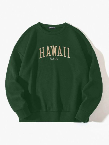

letter embroidery drop shoulder thermal sweatshirt g8ey#, White;black