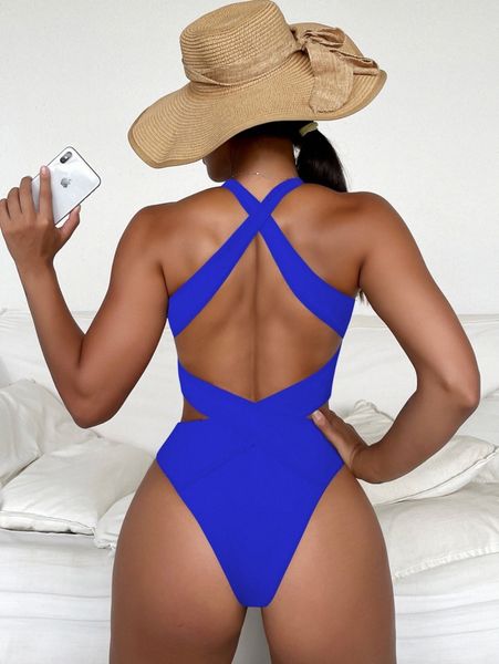 

criss cross cut out one piece swimsuit b9gp#, White;black