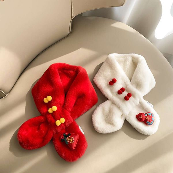 

children's new year's bib ftive scarv for girls and boys, Red;brown