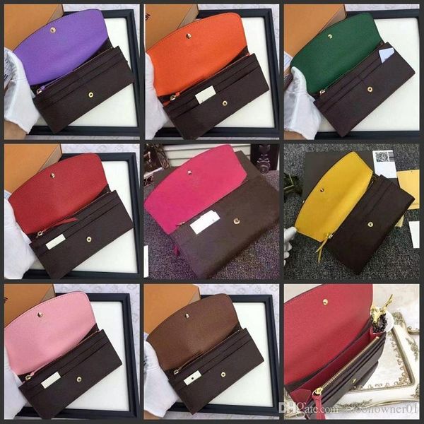 

shpping wholesale women's long wallet multicolor designer wallet colourfull business card case original women's classic zipper poc, Red;black