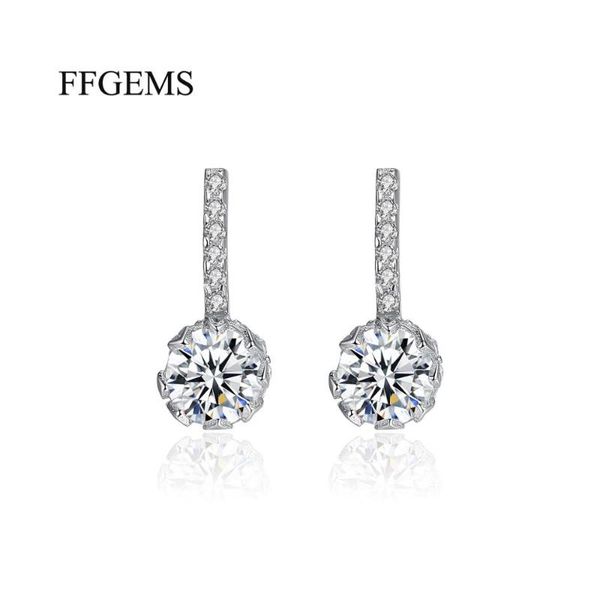 

dangle & chandelier ffgems 100% 925 sterlng silver round drop earrings cubic zircon for women girl white gold anniversary fine jewelry gift