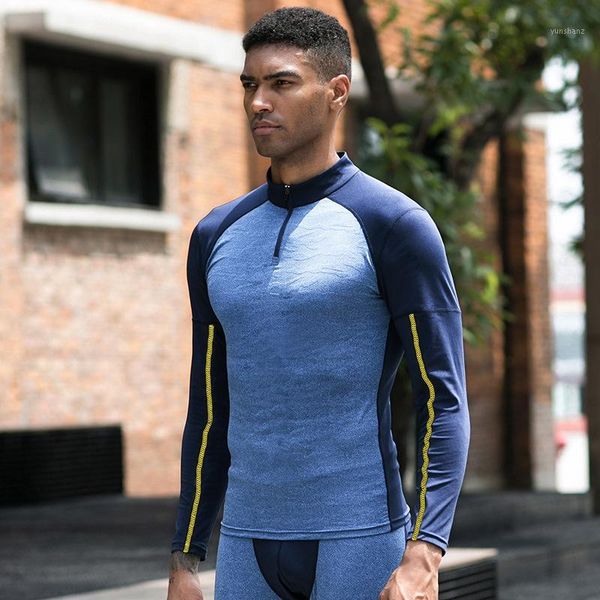 

yoga outfits men's autumn / winter fitness clothes long sleeve pro skinny elastic sportswear camouflage running training quick dry clot, White;red
