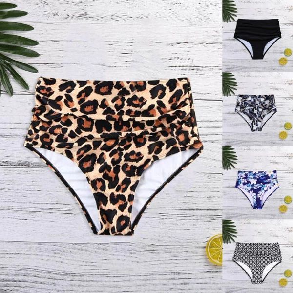 

women swimming pants plus size high waisted leopard print bikini swim pants shorts bottom women bikini bottom femme 35#1