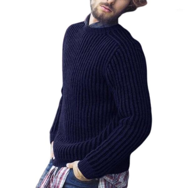 

mens plus size winter long sleeve pullover sweater ribbed knitted slim fit solid color round neck casual streetwear -3xl1, White;black
