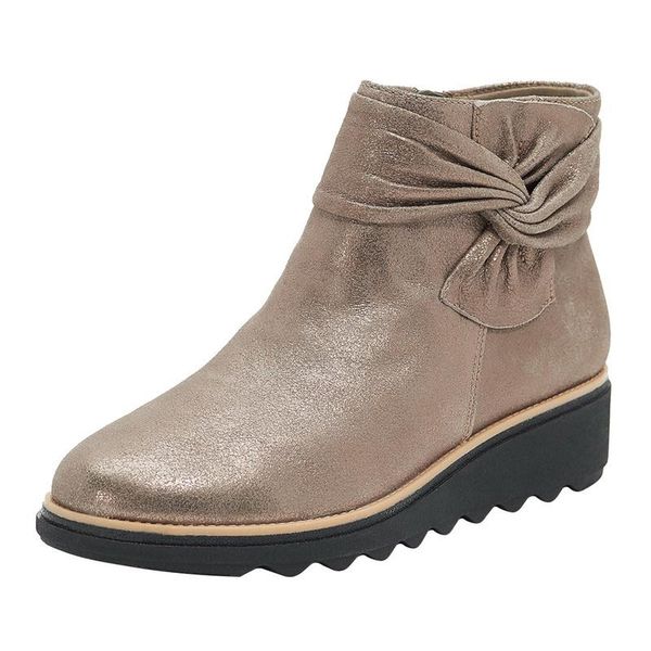 

women ankle boots low heel wedges shoes woman autumn winter warm sweet bowties shoes chaussures femme zapatos mujer sapato, Black