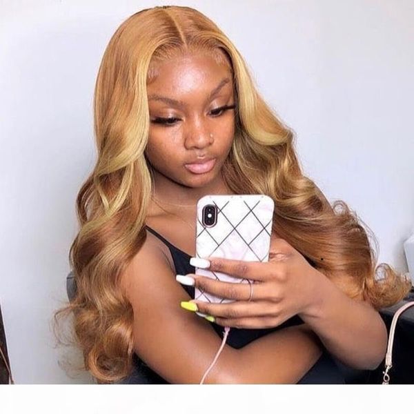 

ombre human hair wig glueless lace front wigs150 density brazilian two tone 1b 27 full lace wig body wave, Black;brown