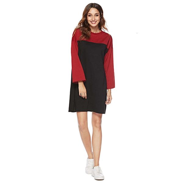 

winter / new 2019 women's autumn large solid color splicing medium length loose and lazy sweater, White