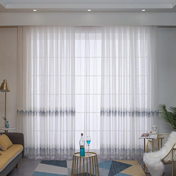 

curtain & drapes embroidery window yarn balcony bedroom white tulle voile organza sheer curtains fabrics for living room