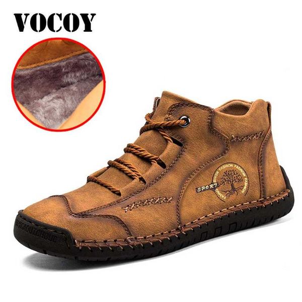 

men's winter warm plush fur lining boots ankle outdoor non-slip sneakers driving work loafers flats waterproor casual shoes, Black
