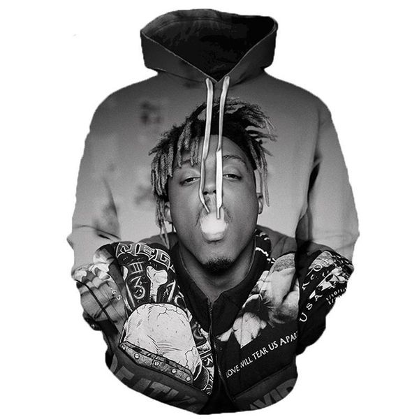 

rapper сок wrld 3d печатные толстовки для толстовки мужские женщины 2021 мода повседневная пуловер хип-хоп уличная одежда негабаритных толст, Black