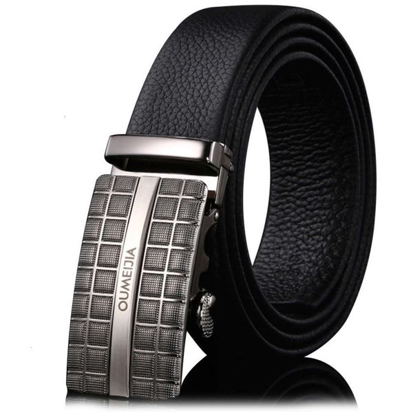 

automatic buckle layer leather men's pants korean fashion business belt, Black;brown