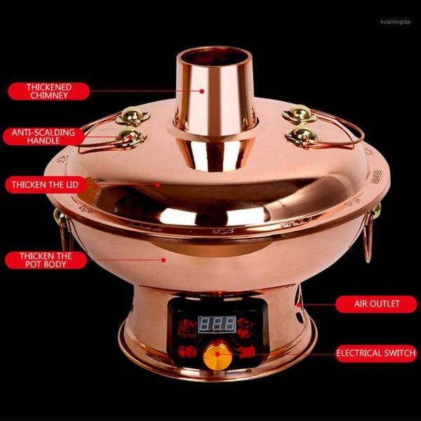 

electric skillets chinese style red copper pot classical carbon dual purpose digital display mandarin 32cm1