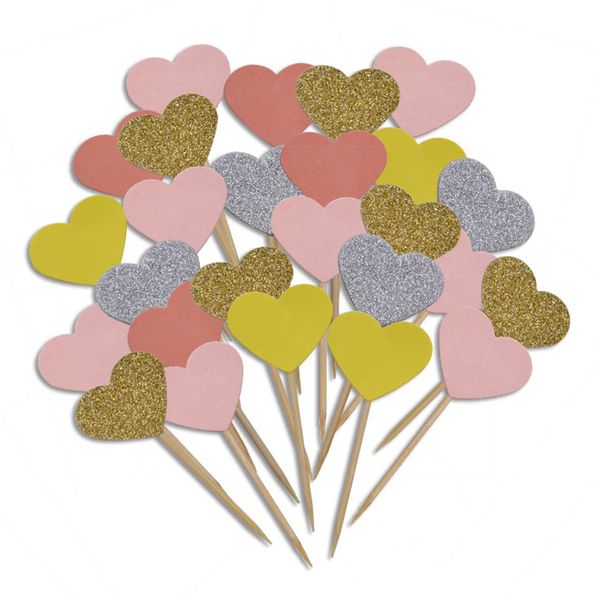 

20 pieces/lot handmade lovely pink heart cupcake ers cake supplies birthday wedding party decoration