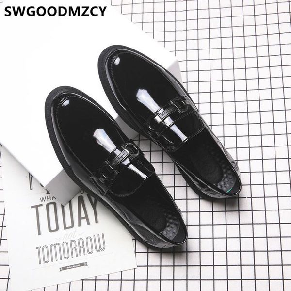 

dress shoes men formal coiffeur party shoes for men loafers dressing italian brand wedding dress sepatu slip on pria, Black
