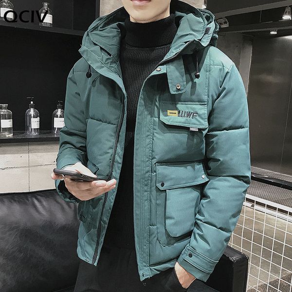 

2020 new winter men parka big pockets casual jacket hooded solid color 5 colors thicken and warm hooded outwear coat size 5xl, Black