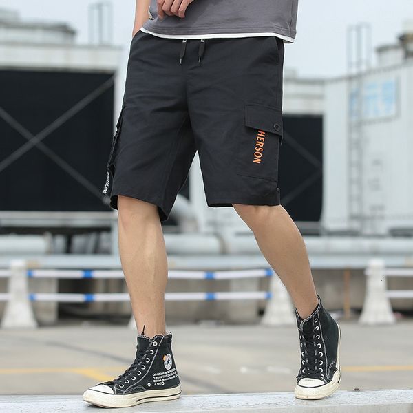 

2020 new wide tube tooling shorts, men's casual loose drawstring shorts, White;black