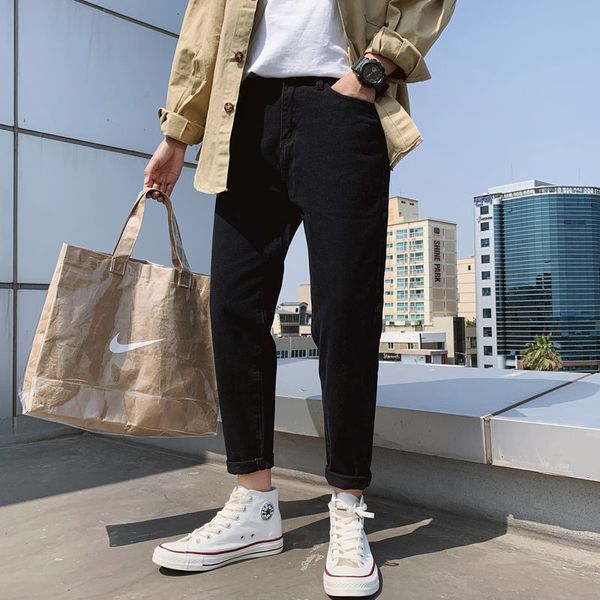 

men's brem 2021 pants spring and winter's new thin feet jeans clothes ojqj, Blue