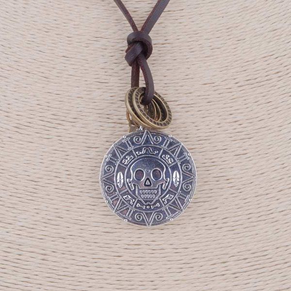 

pendant necklaces & pendants rock maxi necklace genuine leather aztec coin, Silver