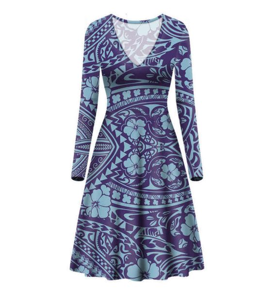 

dress long sleeve polynesian v-neck py2q, Black;gray