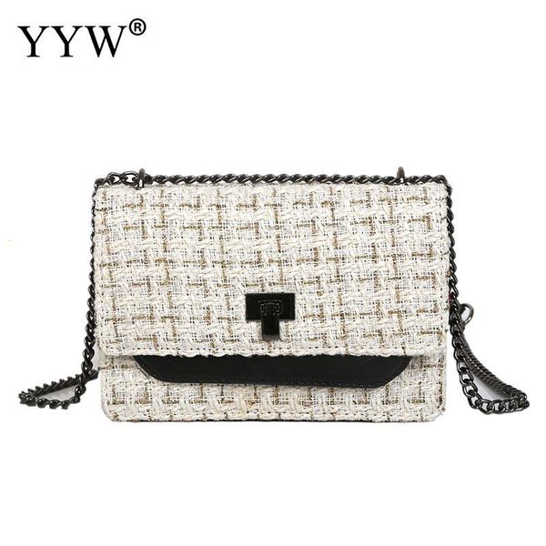 

woollen cloth easy matching crossbody bag womens jewelry with chain sewing thread & soft surface
