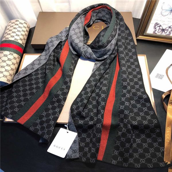 

2020 wholesale wool scarves 180*30cm high-end man fashion designs printing scarf headscarf silk scarves 1g gg scarf 1g, Blue;gray