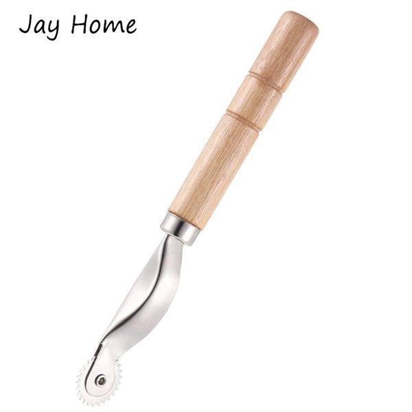 

sewing notions & tools 15cm wood handle needle point pounce serrated tracing wheel leather fabric cloth craft overstitch, Black