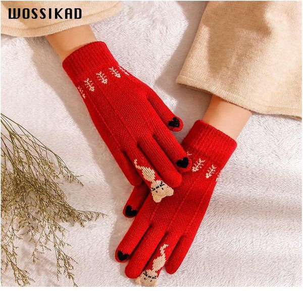 

glove women winter touch screen gloves thickening knitting wool luvas de inverno modis guantes mujer invierno coupl bbyyyx, Black