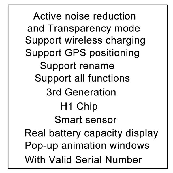 

active noise cancellation wireless bluetooth earphone generation 3 air pro ap3 h1 chip headphones tws headset pods transparency mode earbuds
