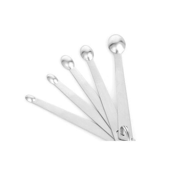 

set of 5 stainless steel round measuring spoons for measuring liquid and dry ingredients drop smidgen p jllocm network2010