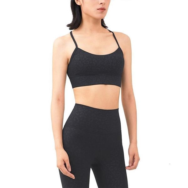 

fitness back sport bra vest-style small sling yoga underwear naked-feel workout shockproof padded stretchy wireless bermuda, White;black