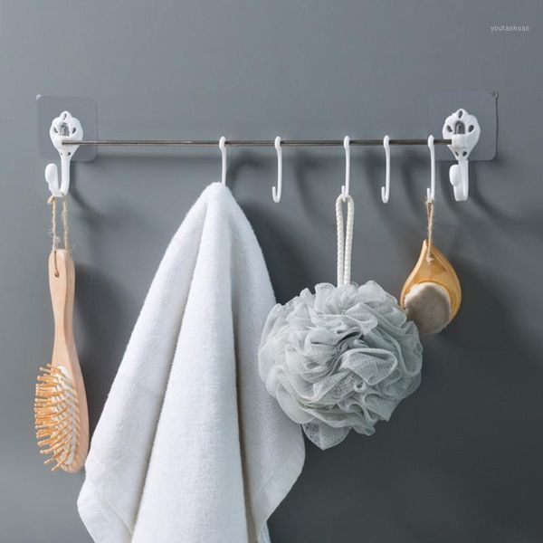 

hooks & rails kitchen utensils rack holder ceiling wall cabinet hanging rod storage organizer stainless steel 7-link supplies a306211